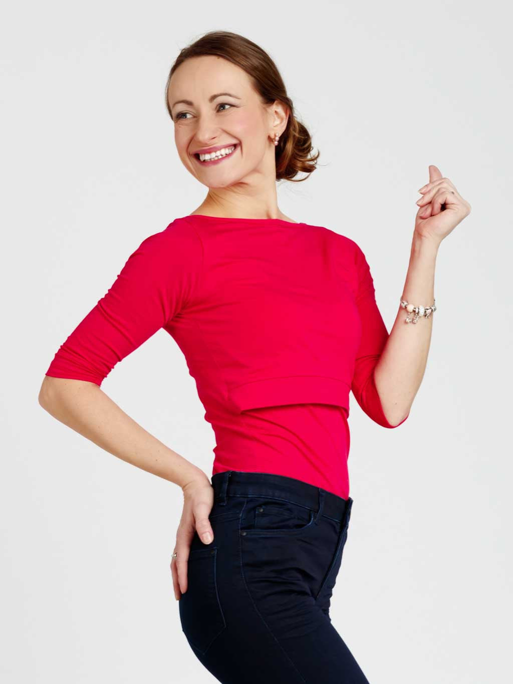 Women's cotton nursing shirt CityZen® raspberry with elastane