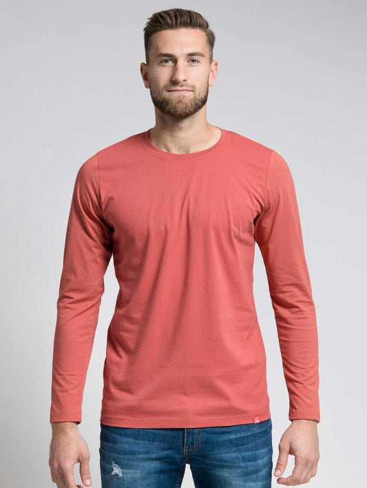 Men's t-shirt with long sleeves-terracotta