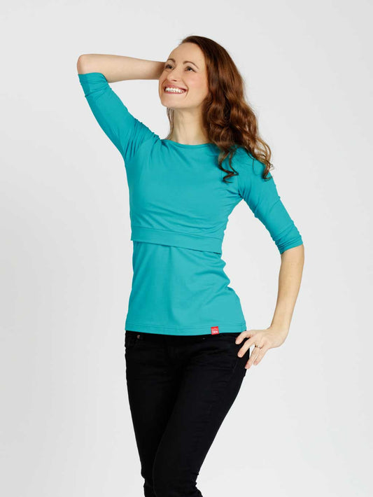 Women's cotton nursing shirt CityZen turquoise with elastane