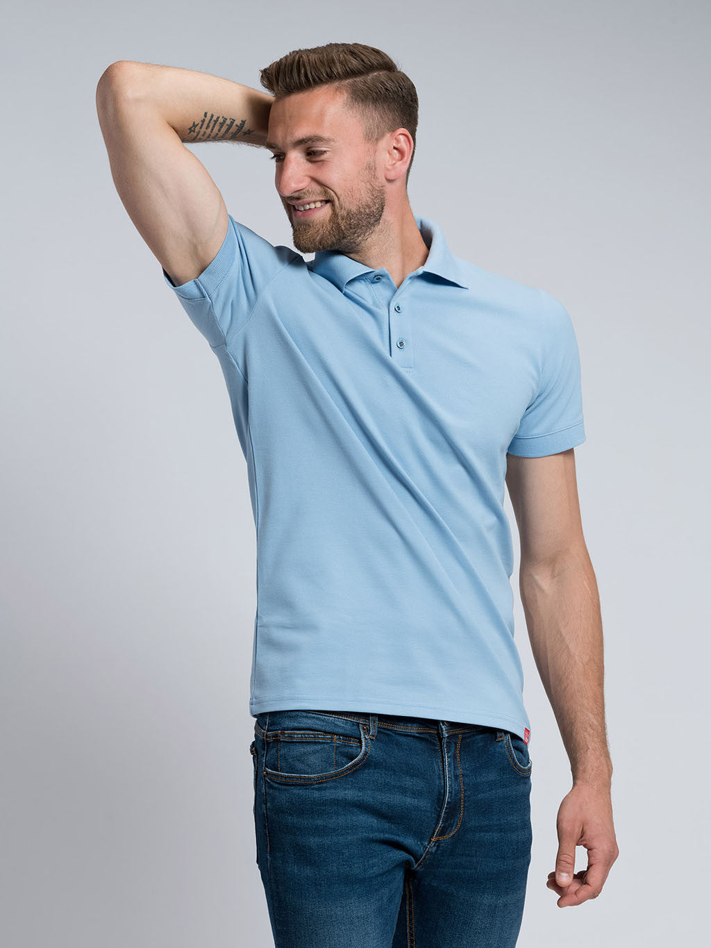 Men's polo shirt BASIC light blue