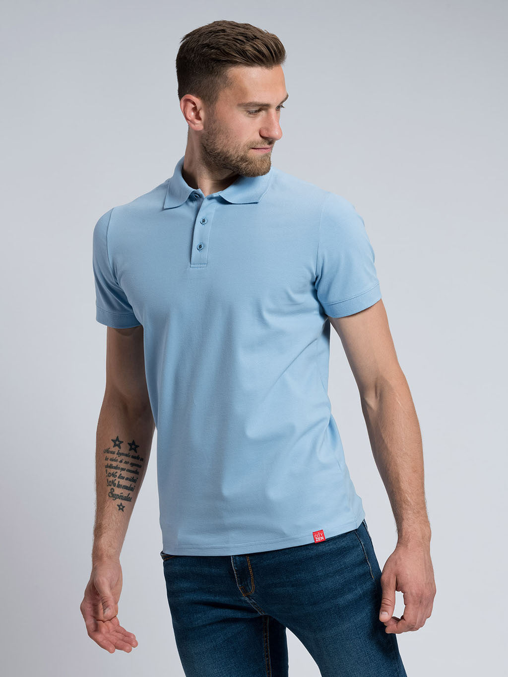 Men's polo shirt BASIC light blue