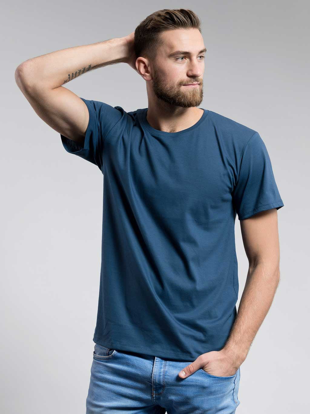 Cotton t-shirt CityZen® Blue-round neck