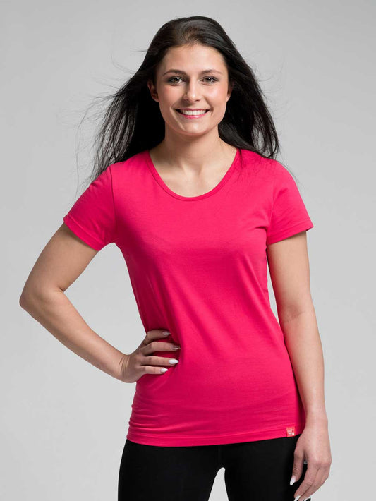 Women's cotton t-shirt CityZen raspberry classic cut with elastane