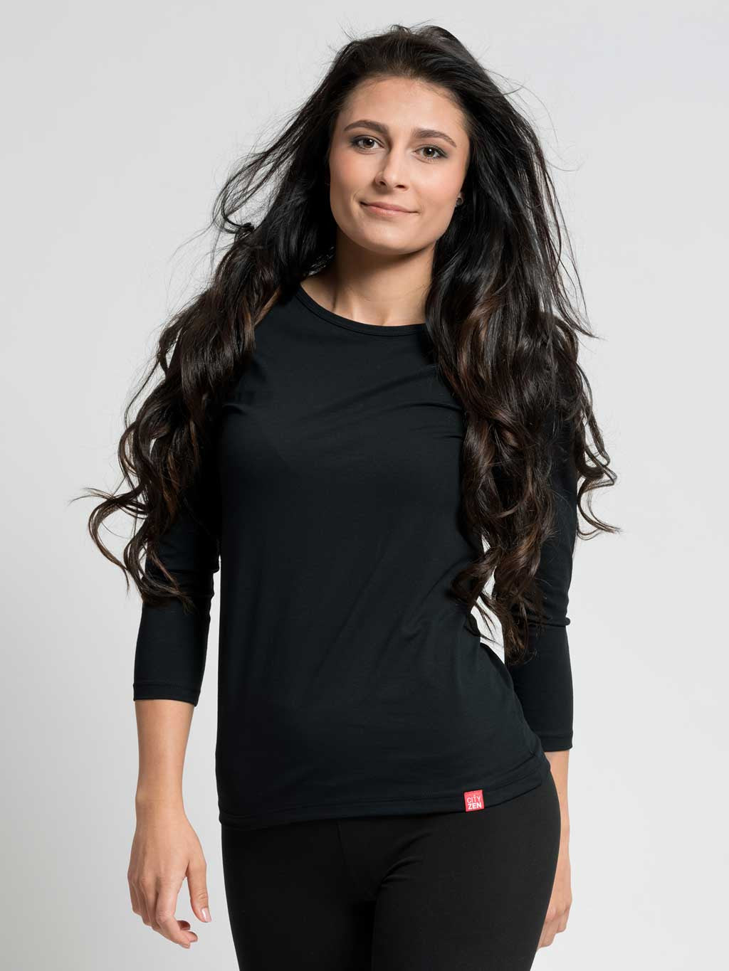 Women's cotton t-shirt with 3/4 sleeves CityZen black with elastane