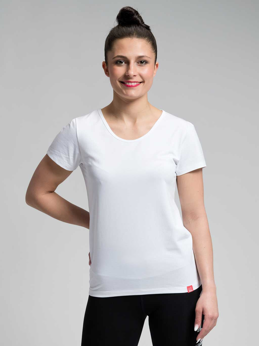 Women's cotton t-shirt CityZen® white classic cut with elastane