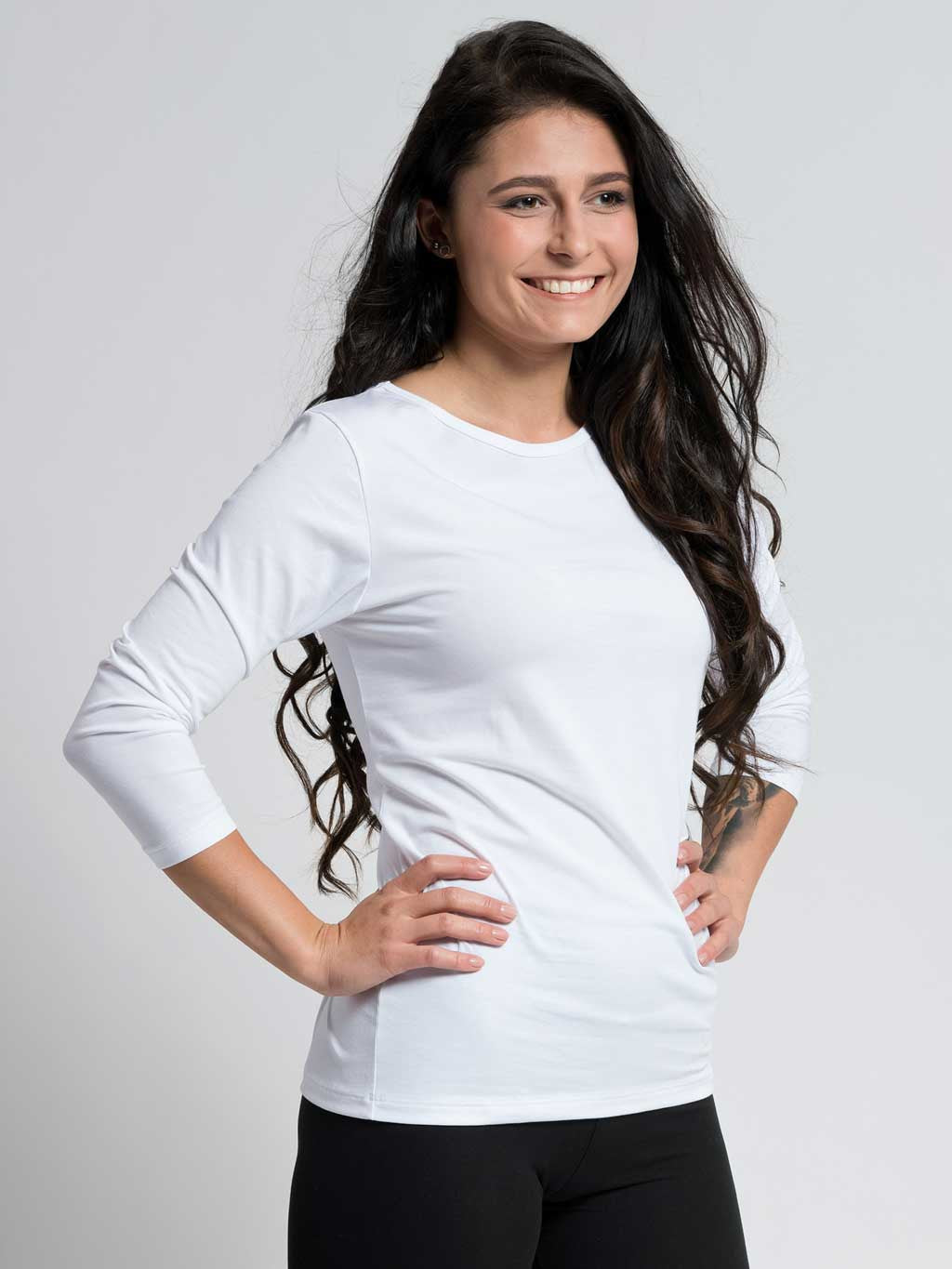 Women's cotton t-shirt with 3/4 sleeves CityZen® white with elastane