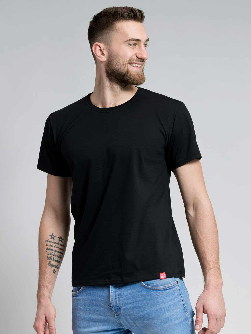 Cotton t-shirt CityZen® black-round neck