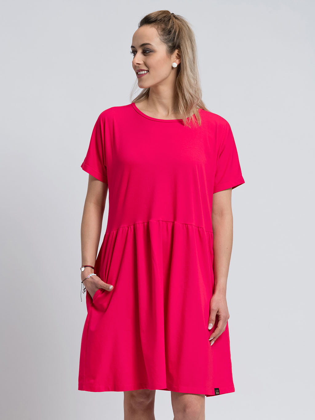 Loose cut dress ANNA raspberry